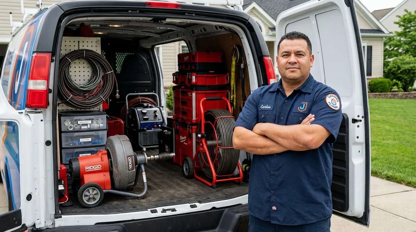 Professional drain cleaning equipment and Johns Plumbing LLC plumber in Hoschton