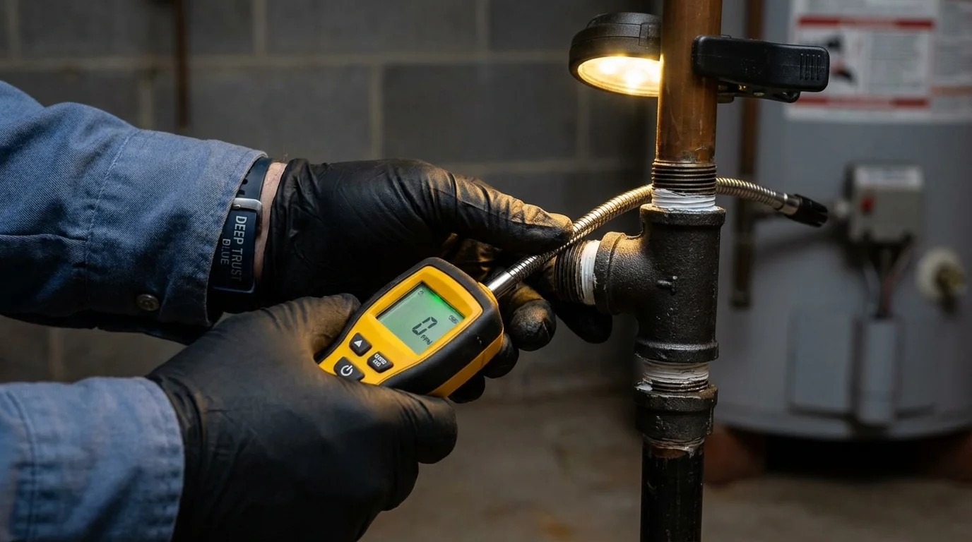 Gas leak detection with electronic sniffer by Johns Plumbing LLC in Hoschton