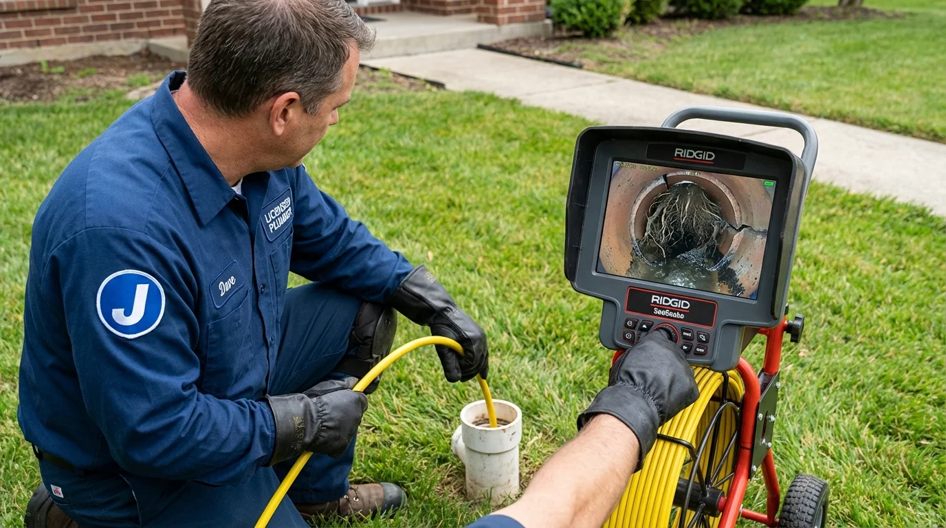 Sewer camera inspection being performed by Johns Plumbing LLC in Hoschton