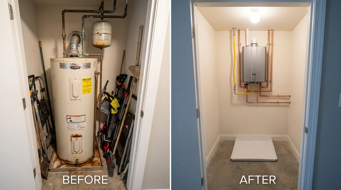 Tank water heater versus wall-mounted tankless unit comparison for Hoschton, GA homeowners