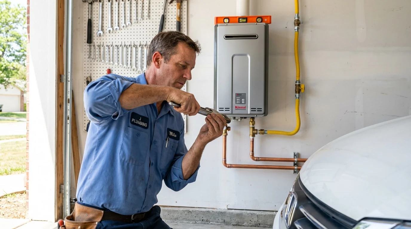 Tankless water heater installation by a Johns Plumbing LLC plumber in Hoschton